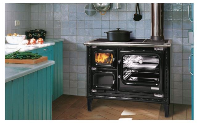 Hearthstone Deva 100 Black Enamel Wood Burring Cook Stove