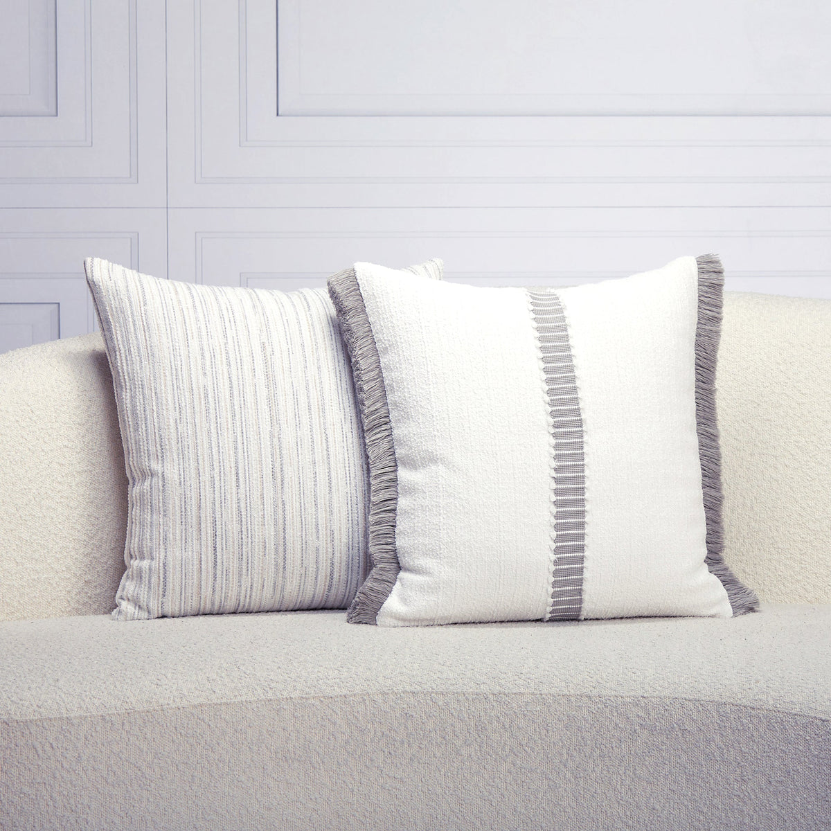 Elaine Smith Luxe Stripe Pebble outdoor pillow, beige - view 9