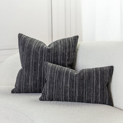 Elaine Smith Luxe Stripe Charcoal Outdoor Pillow
