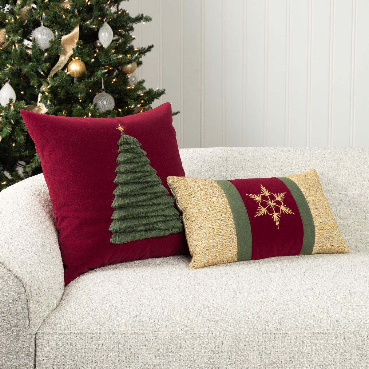 Elaine Smith Fraser Fir Ruby outdoor pillow, red - view 10
