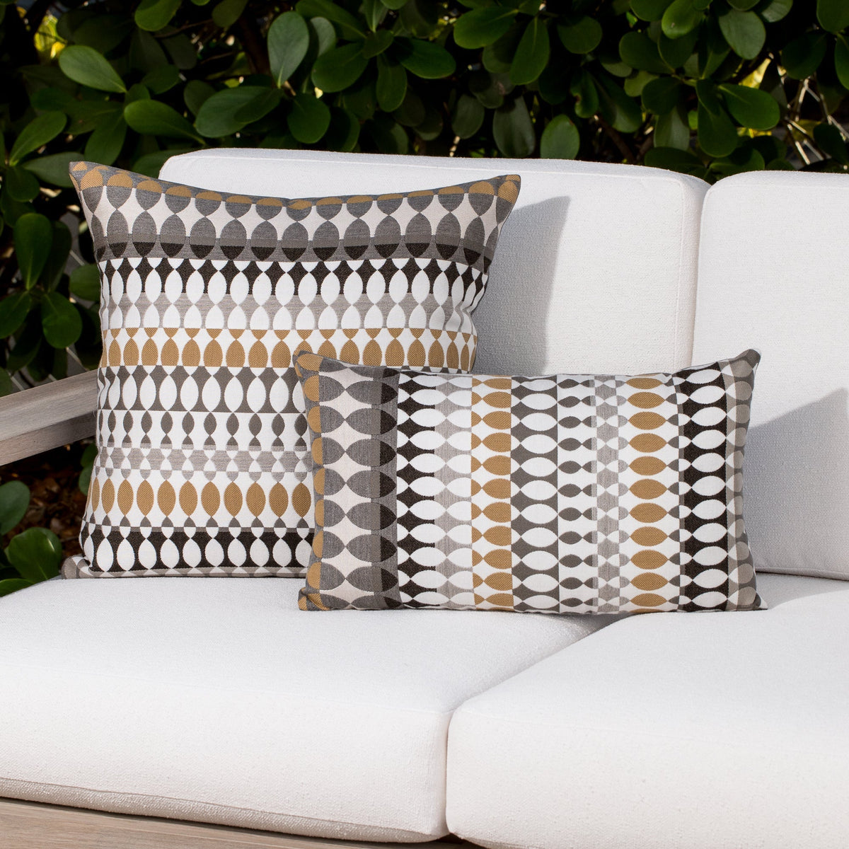 Elaine Smith Modern Oval Dune outdoor pillow, gold and black - view 9