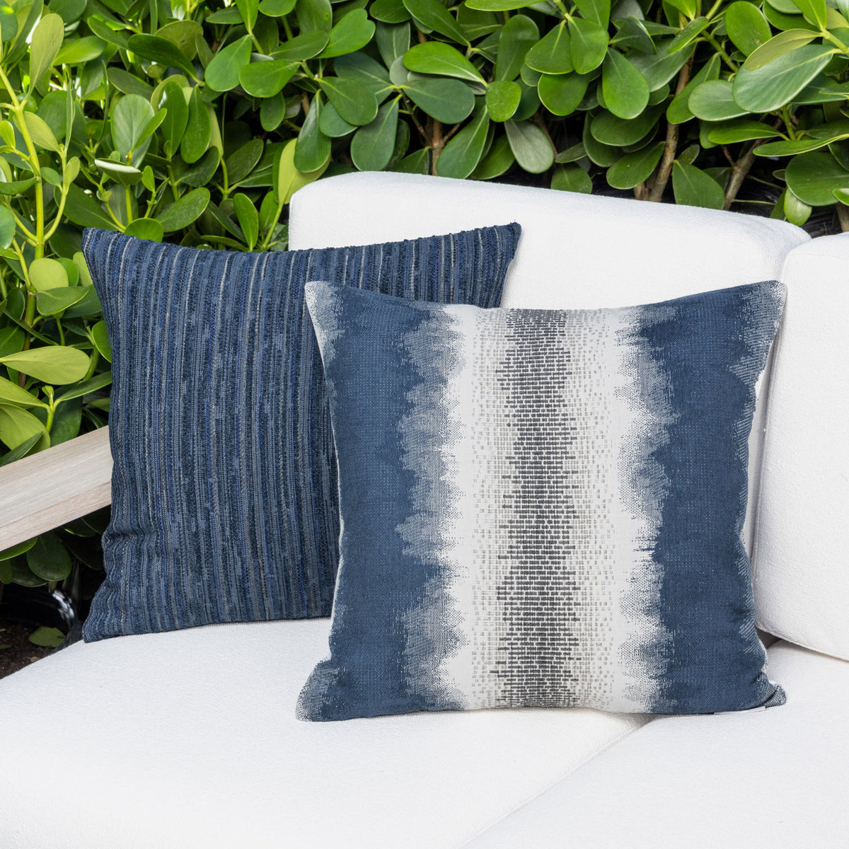 Elaine Smith Luxe Stripe Indigo Outdoor Pillow