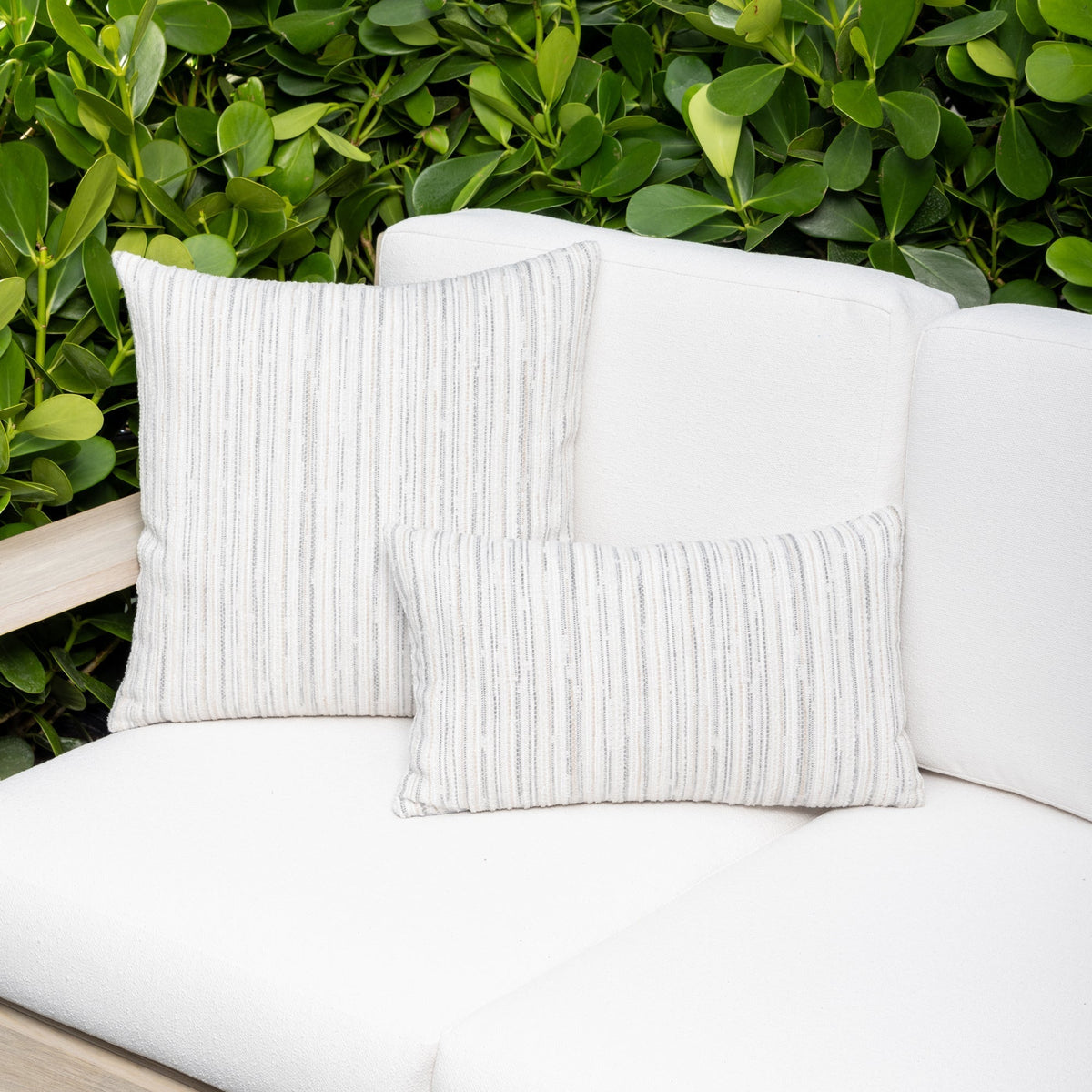 Elaine Smith Luxe Stripe Pebble outdoor pillow, beige - view 5