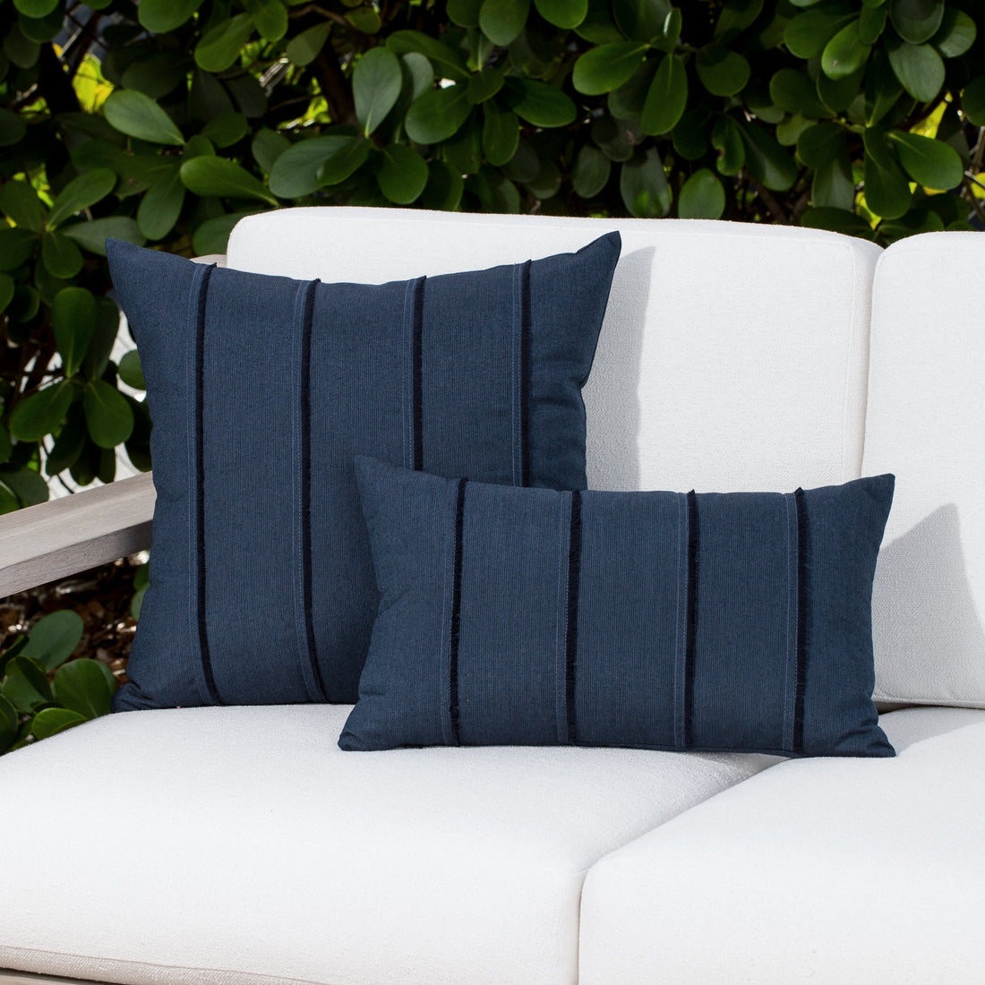 Elaine Smith Quadrille Indigo Lumbar outdoor pillow - view 2