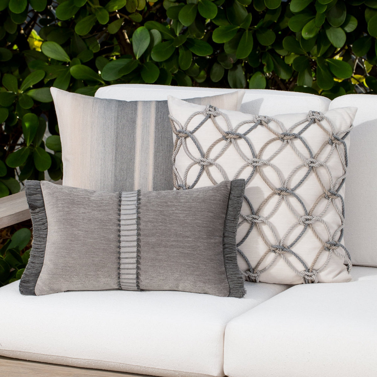 Elaine Smith Splendor Pewter outdoor pillow, gray - view 3