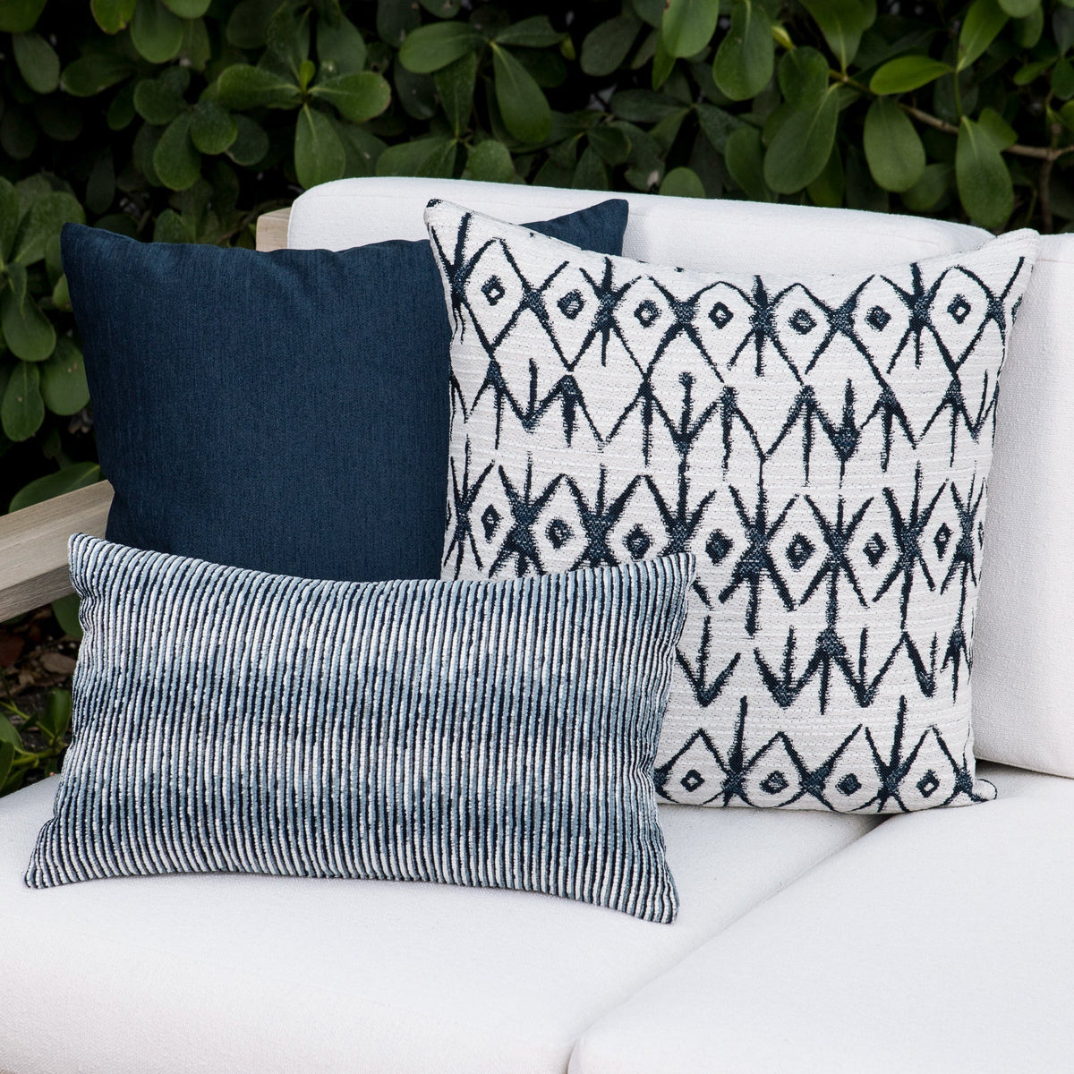 Elaine Smith Luxe Velour Indigo outdoor pillow, navy - view 12