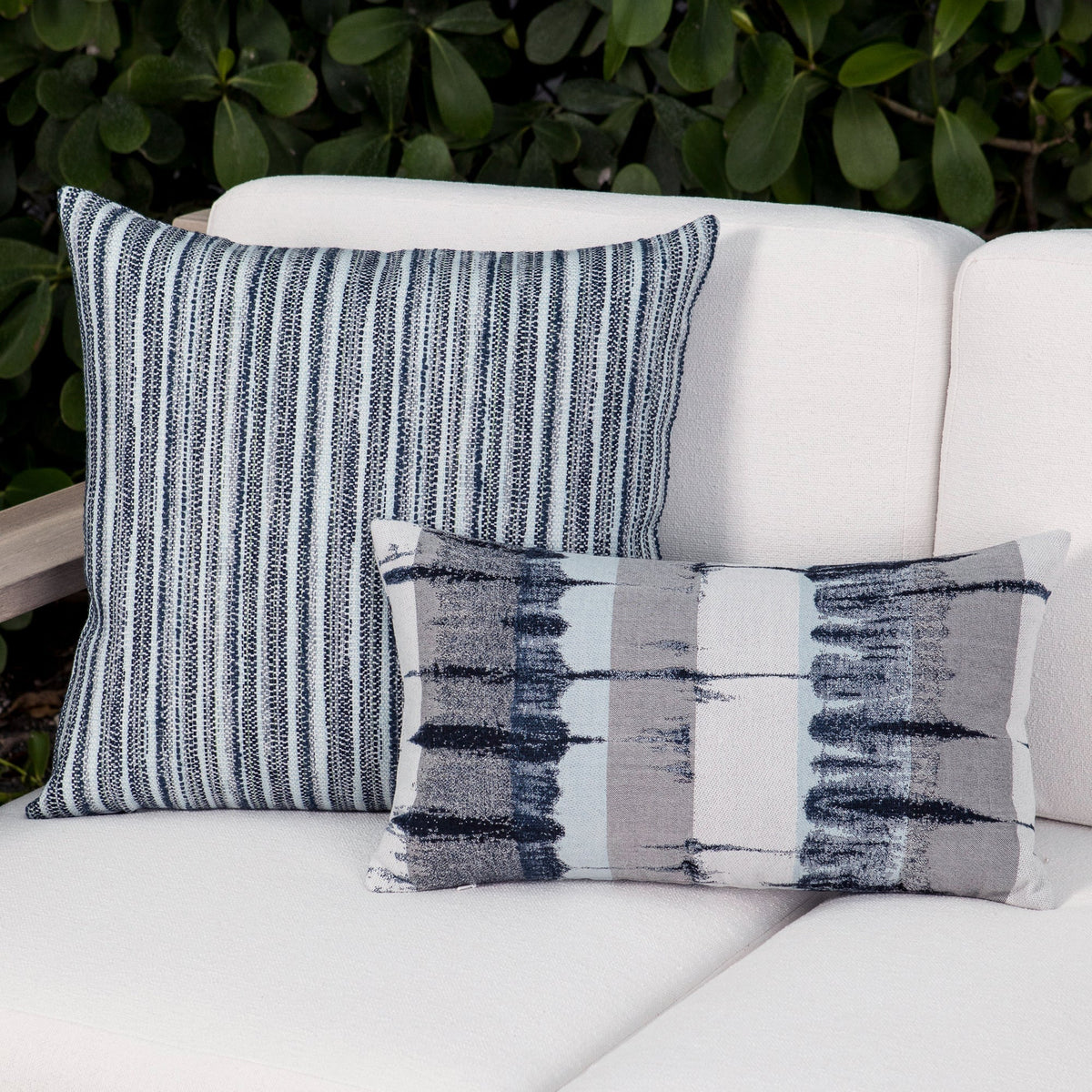 Elaine Smith Shibori outdoor pillow, navy and white - view 5