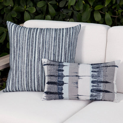Elaine Smith Shibori outdoor pillow, navy and white - view 5