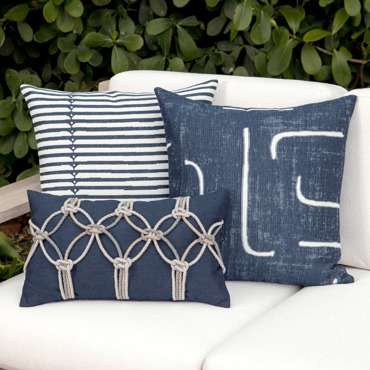 Elaine Smith Sincerity Denim outdoor pillow, blue - view 10