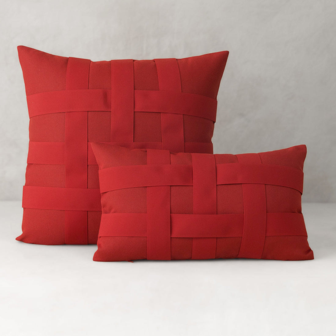 Elaine Smith Basket Weave Rouge Lumbar outdoor pillow - view 2