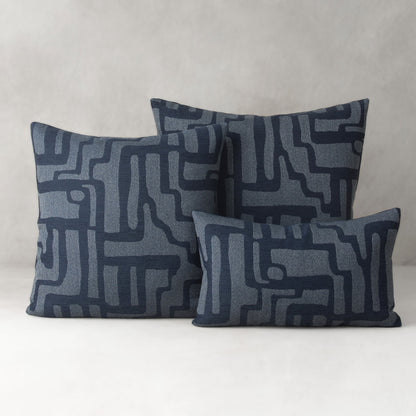 Elaine Smith Noble Indigo outdoor pillow, navy - view 4