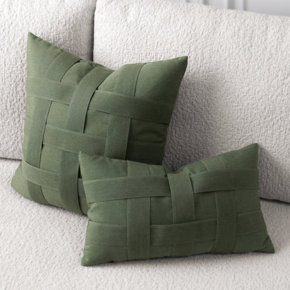 Elaine Smith Basketweave Fern outdoor pillow, green - view 3