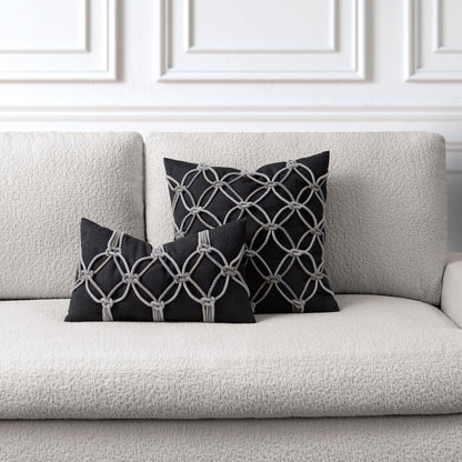 Elaine Smith Carbon Rope outdoor pillow, gray and black - view 9