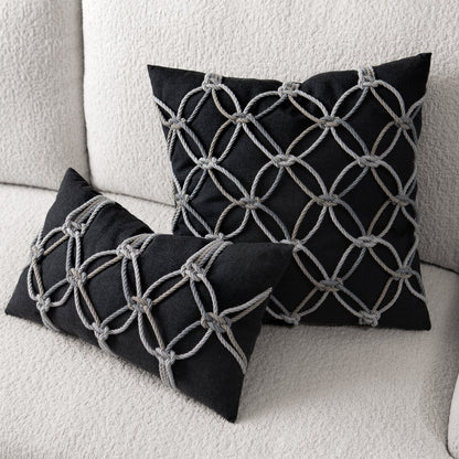 Elaine Smith Carbon Rope outdoor pillow, gray and black - view 5
