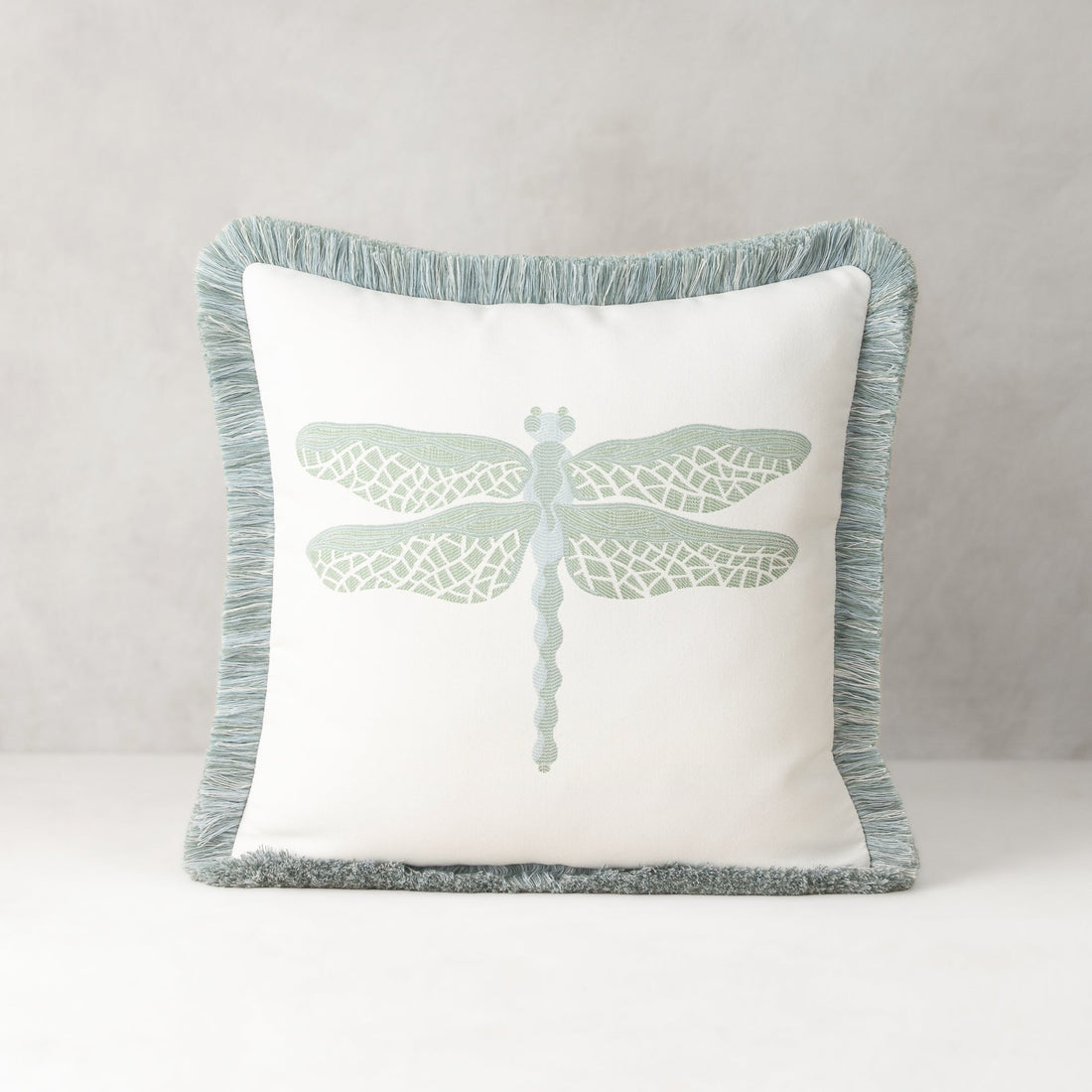 Elaine Smith Dragonfly Surf 20x20 outdoor pillow, aqua - view 2