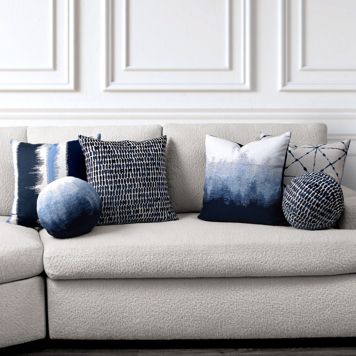 Elaine Smith Thumbprint Indigo outdoor pillow, navy - view 11