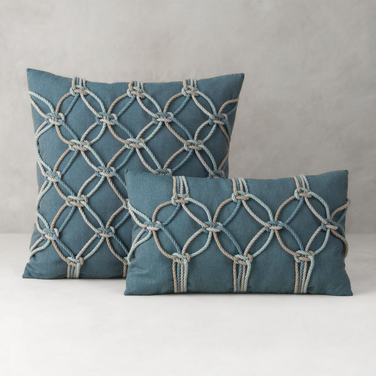 Elaine Smith Lagoon Rope outdoor pillow, aqua and teal - view 5