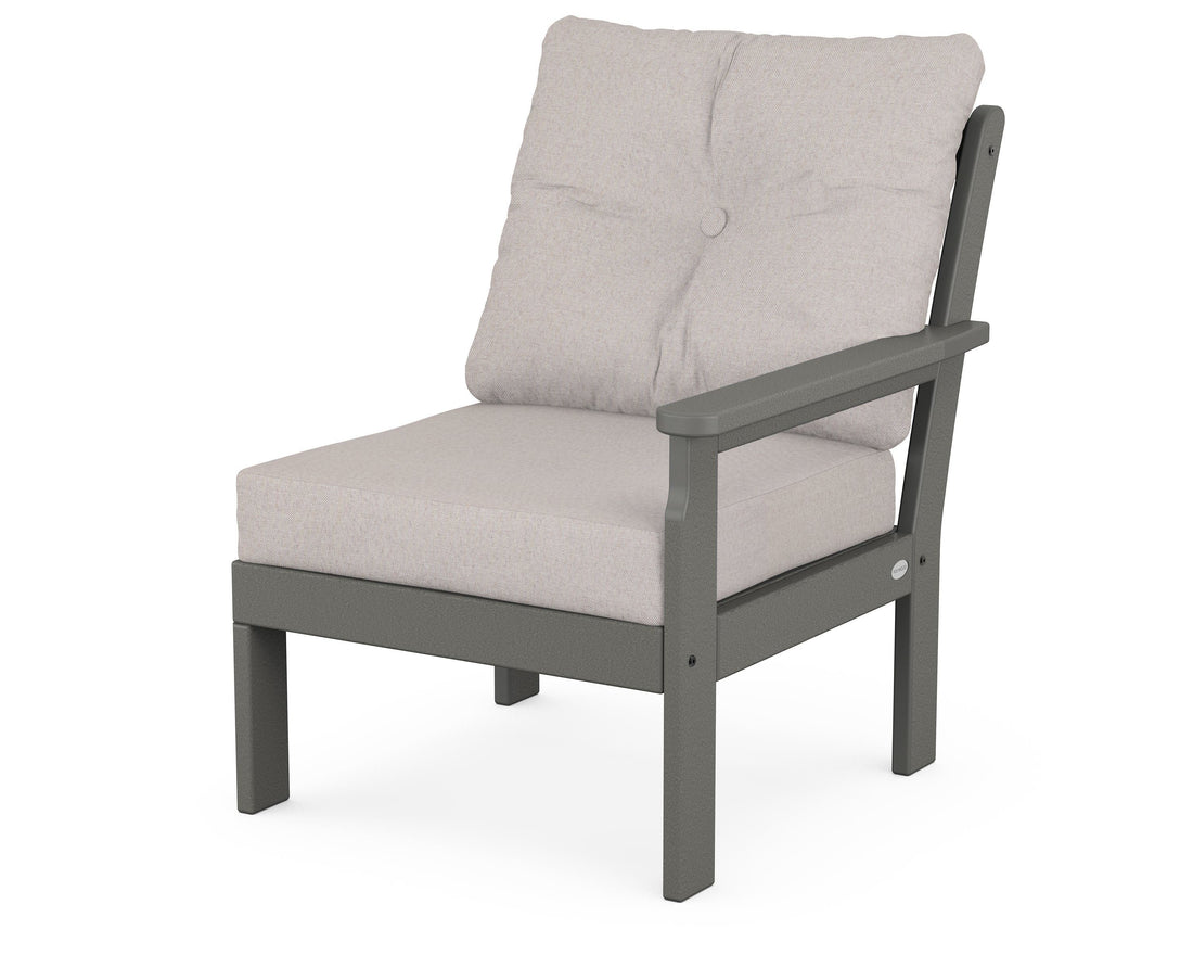 POLYWOOD Vineyard Modular Right Arm Chair in Slate Grey