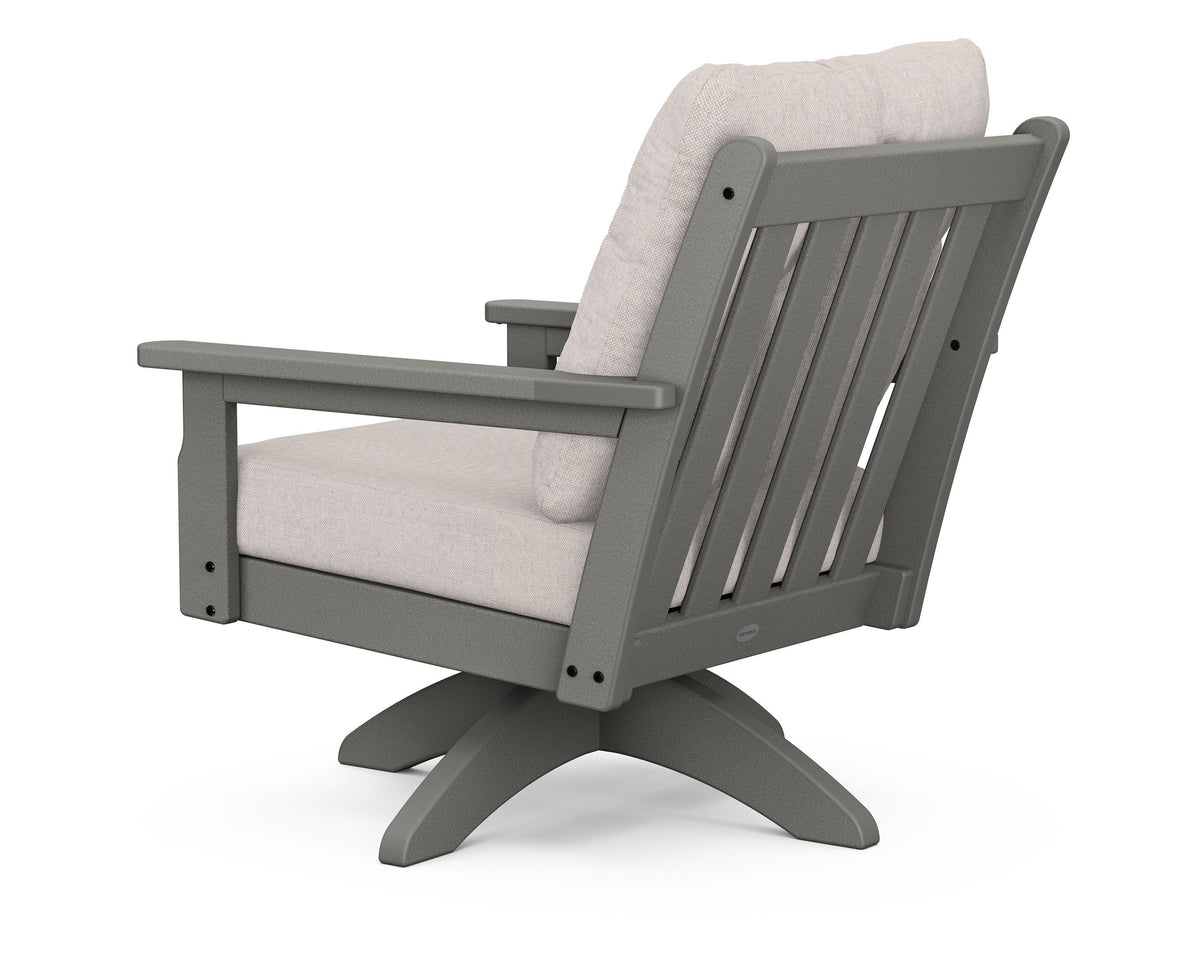 POLYWOOD Vineyard Deep Seating Swivel Chair in Slate Grey