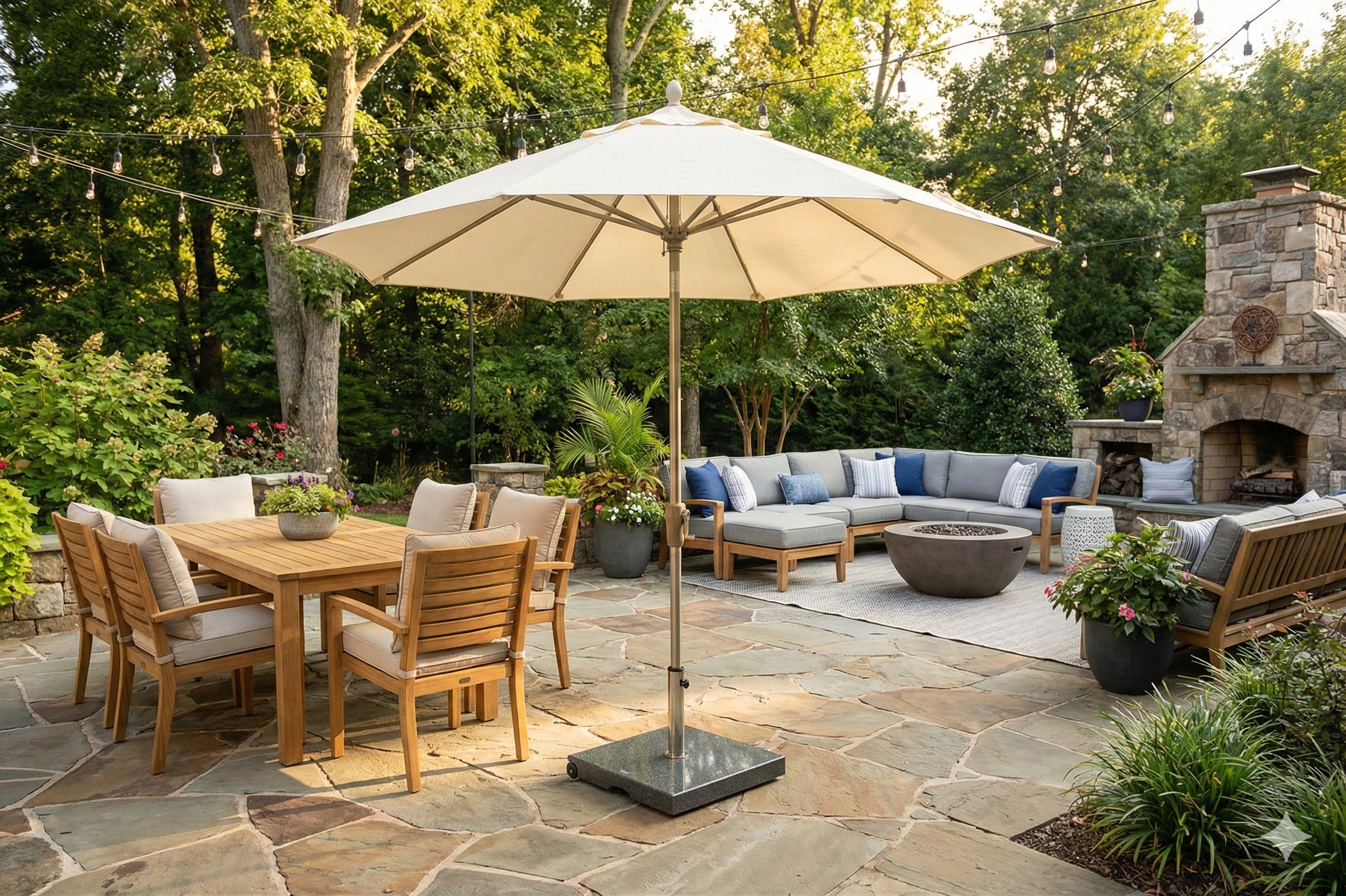 88 lb Granite Rolling Umbrella Base – Heavy-Duty Mobile Patio Stand with Locking Wheels