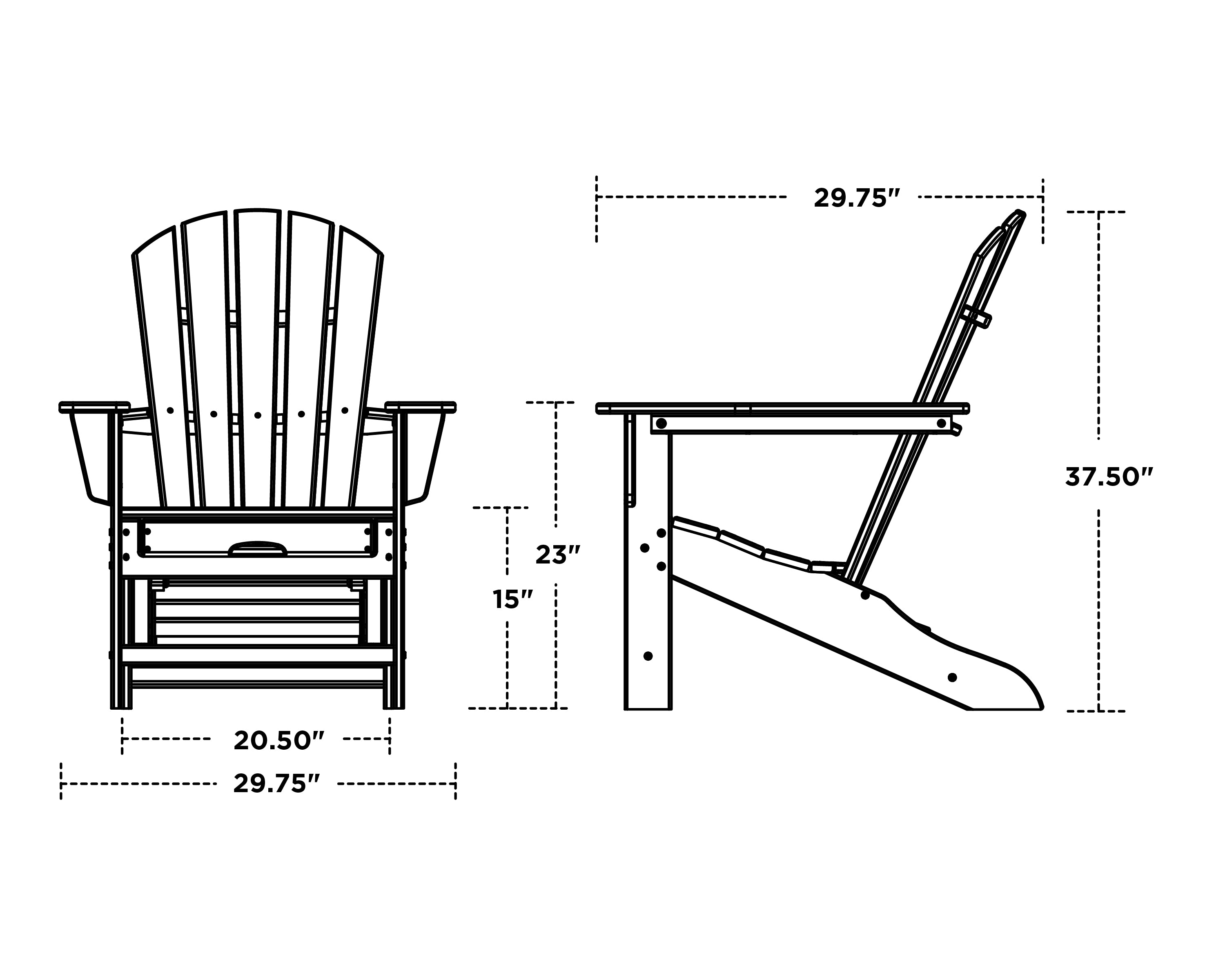 POLYWOOD Palm Coast Ultimate Adirondack with Hideaway Ottoman