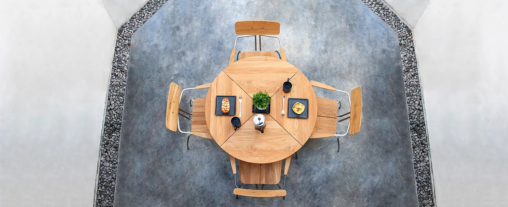 42&quot; Lincoln Dining Group with 4 Stacking Chairs – Modern Round Table Set