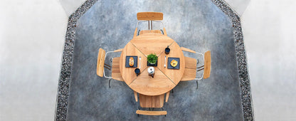 42&quot; Lincoln Dining Group with 4 Stacking Chairs – Modern Round Table Set