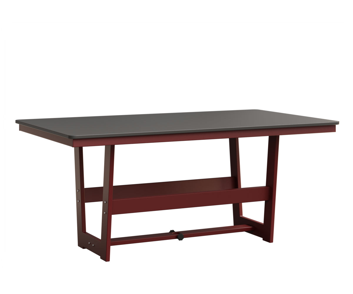 Berlin Gardens Hudson 40" x 70" Rectangle Table in Red, Hammered Stainless top