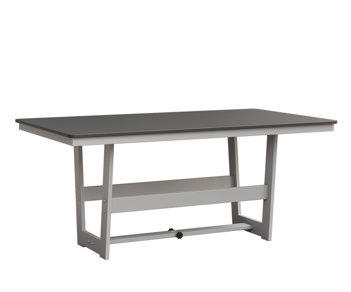 Berlin Gardens Hudson 40" x 70" Rectangle Table in White, Hammered Stainless top