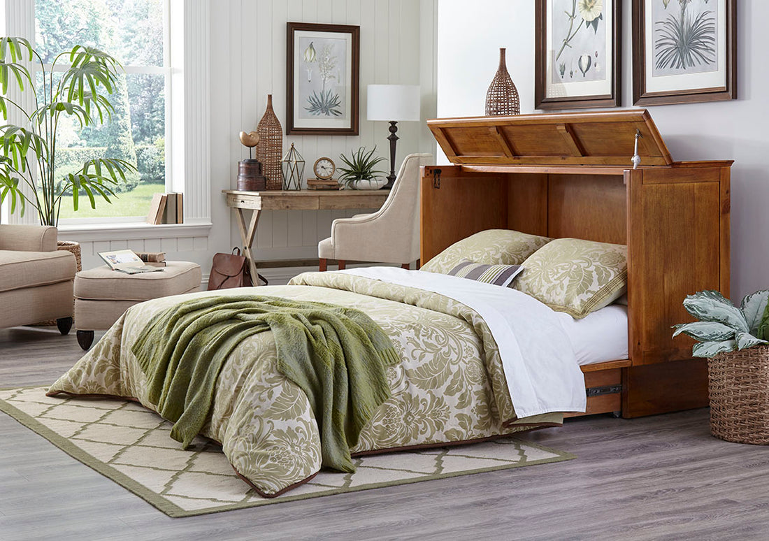 Kingston Murphy Bed with wicker inlays closed cabinet