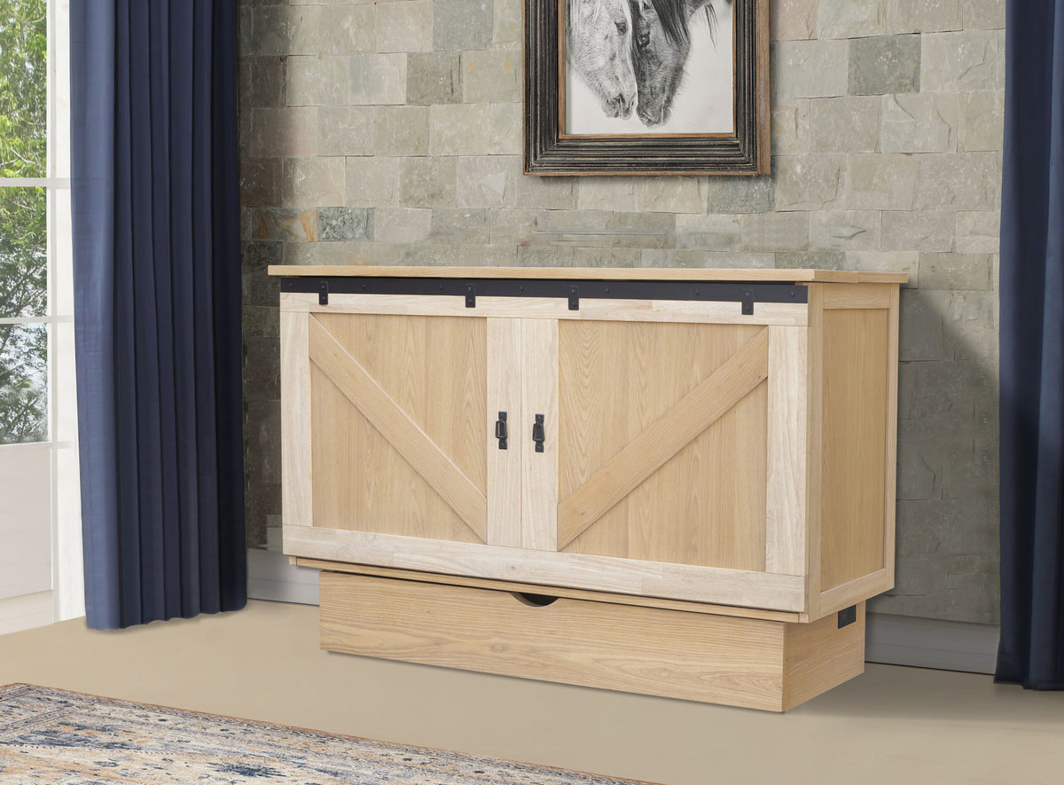 Bridger Murphy Bed in White Oak closed cabinet