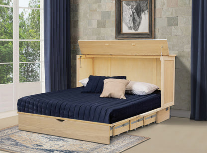 Bridger Murphy Bed in White Oak open as a queen bed