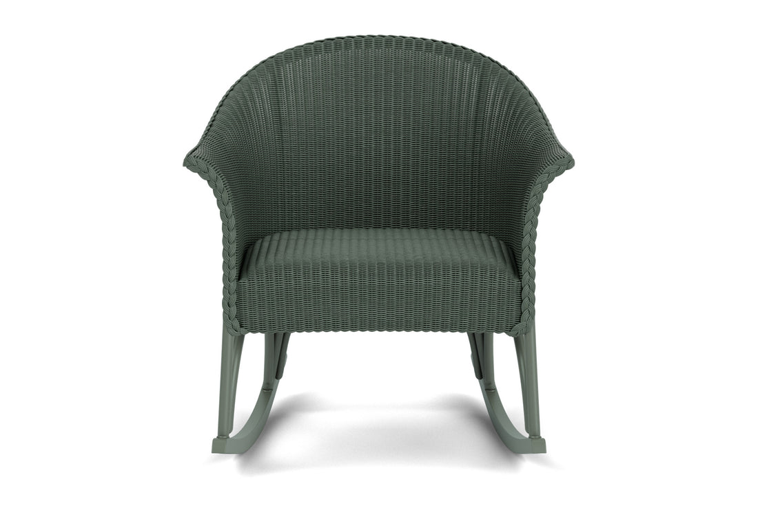 Lloyd Flanders All Seasons Lounge Rocker with Padded Seat in Spruce frame