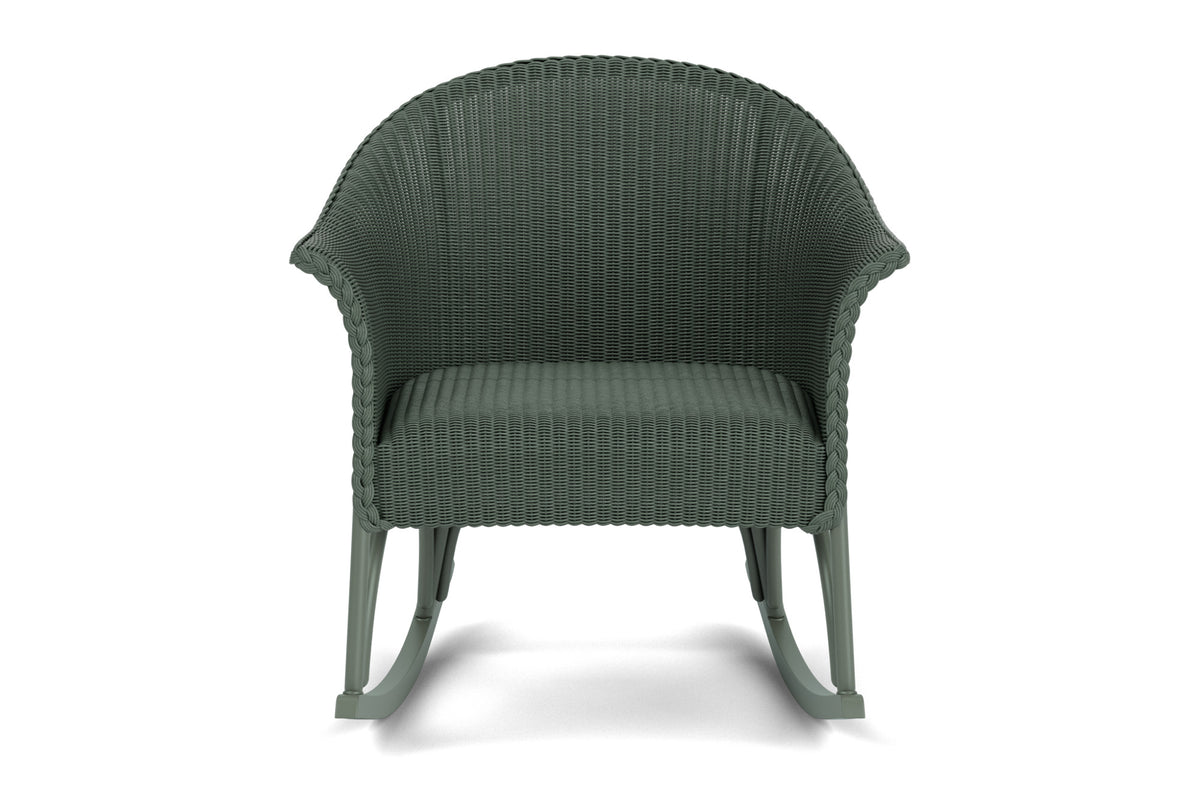 Lloyd Flanders All Seasons Lounge Rocker with Padded Seat in Spruce frame