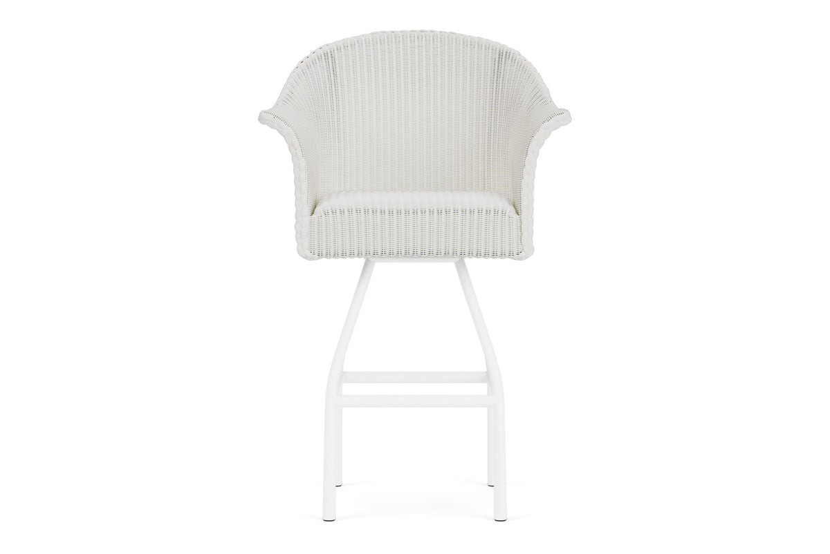 Lloyd Flanders All Seasons Swivel Bar Stool with Padded Seat in Matte White frame