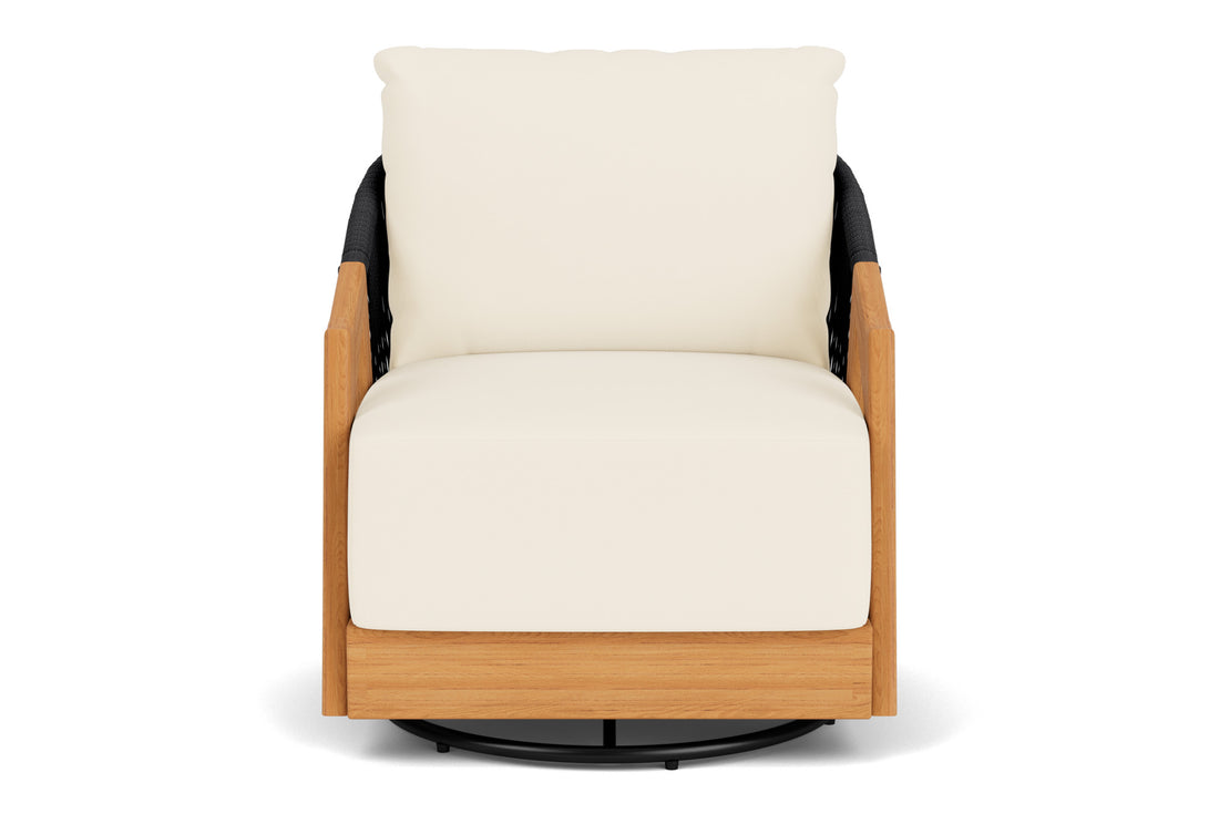 Lloyd Flanders Alpine Swivel Lounge Chair with Brightside Chalk fabric