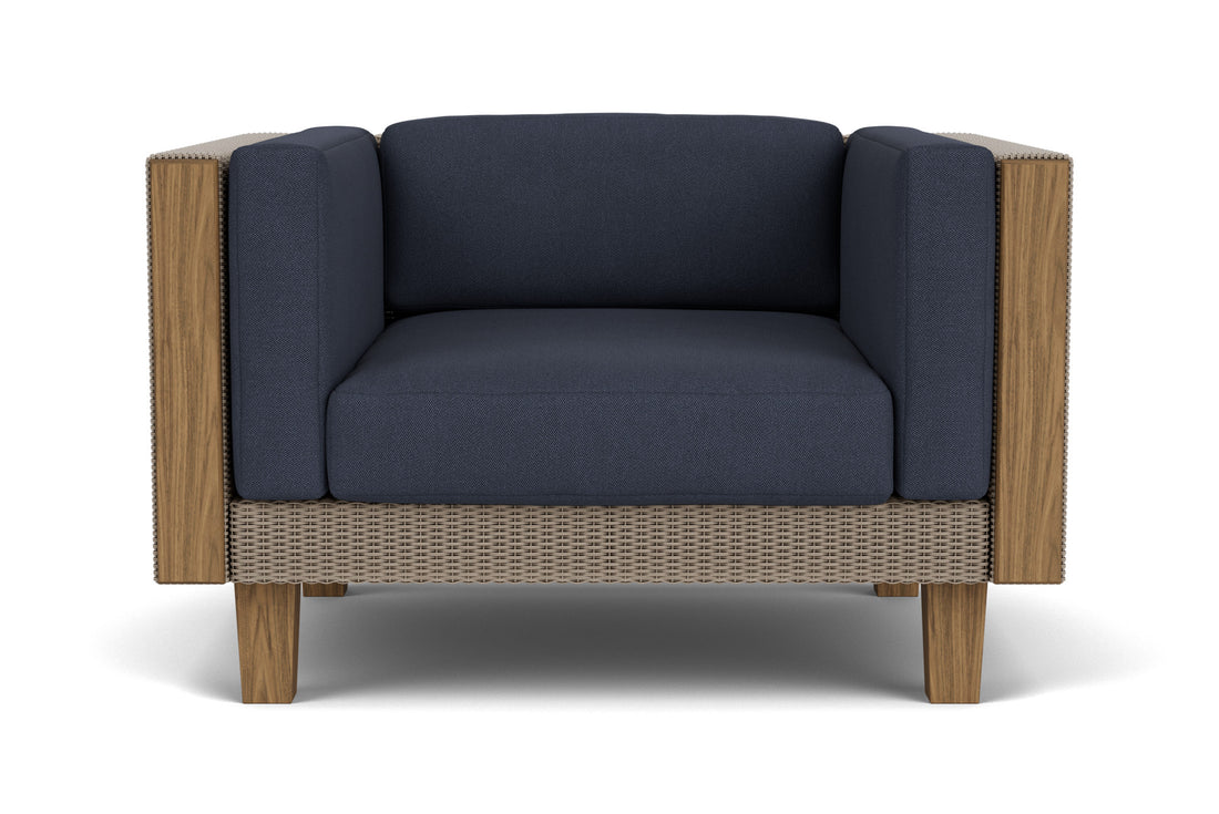 Lloyd Flanders Catalina Lounge Chair in French Beige frame with Hayden Navy fabric