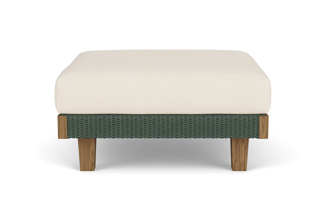 Lloyd Flanders Catalina Ottoman in Spruce frame with Fortune Champagne fabric