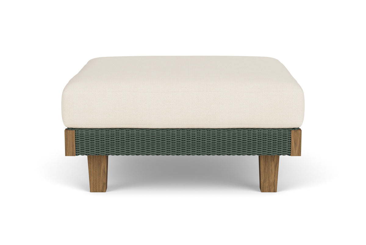 Lloyd Flanders Catalina Ottoman in Spruce frame with Fortune Champagne fabric