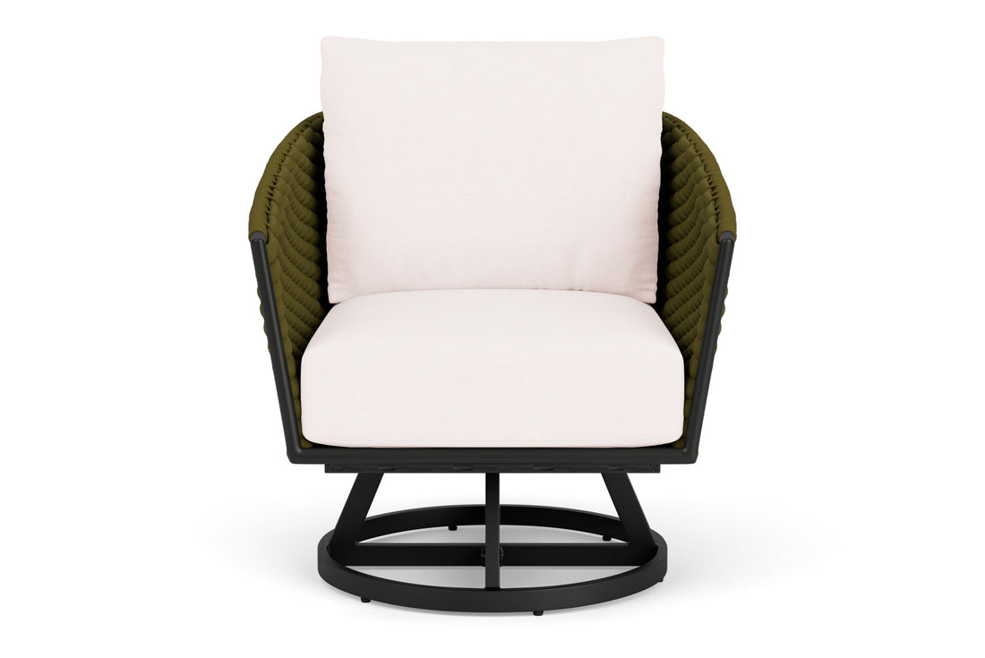 Lloyd Flanders Escape Swivel Lounge Chair with Falcon White fabric