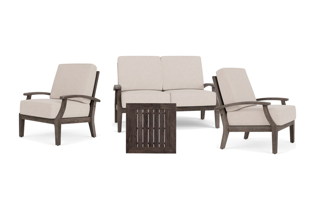 Lloyd Flanders Frontier 4-Piece Conversation Set in Mink frame with Zenith Oatmeal fabric - all pieces shown