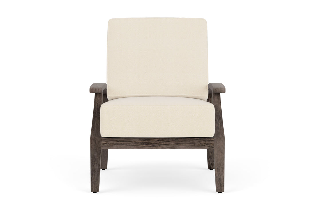 Lloyd Flanders Frontier Lounge Chair in Hickory frame with Brightside Egret fabric