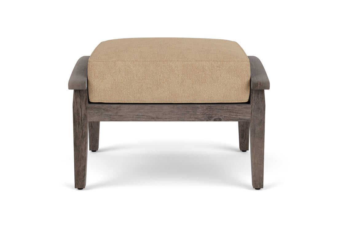 Lloyd Flanders Frontier Ottoman in Sea Glass frame with Hayden Sand fabric