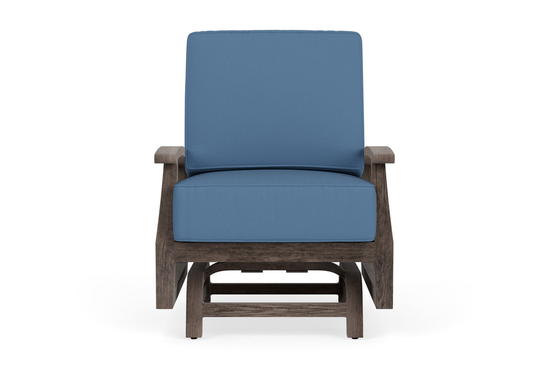 Lloyd Flanders Frontier Spring Rocker in White frame with Brightside Sea Blue fabric