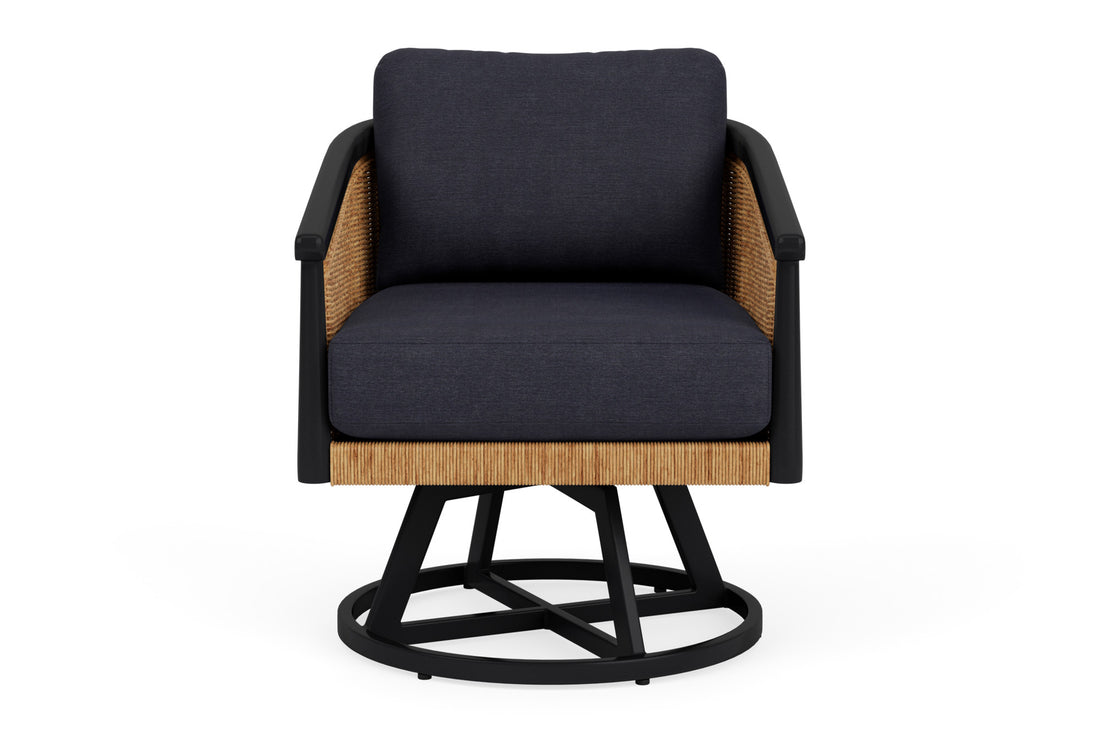 Lloyd Flanders Galloway Swivel Lounge Chair with Play Navy fabric