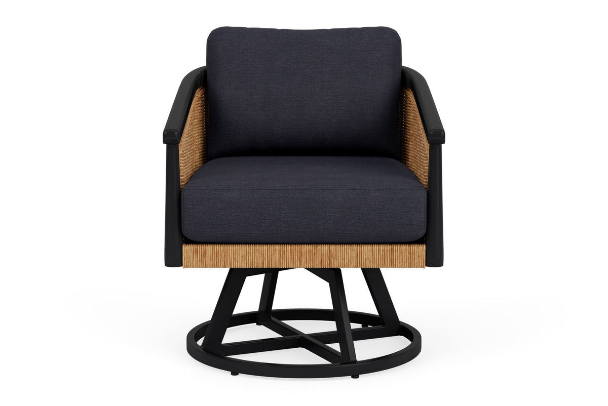 Lloyd Flanders Galloway Swivel Lounge Chair with Play Navy fabric