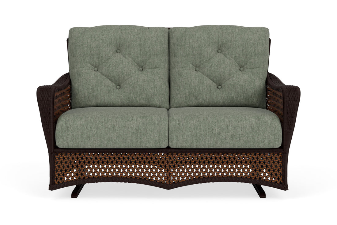 Lloyd Flanders Grand Traverse Loveseat Glider with Cast Sage fabric
