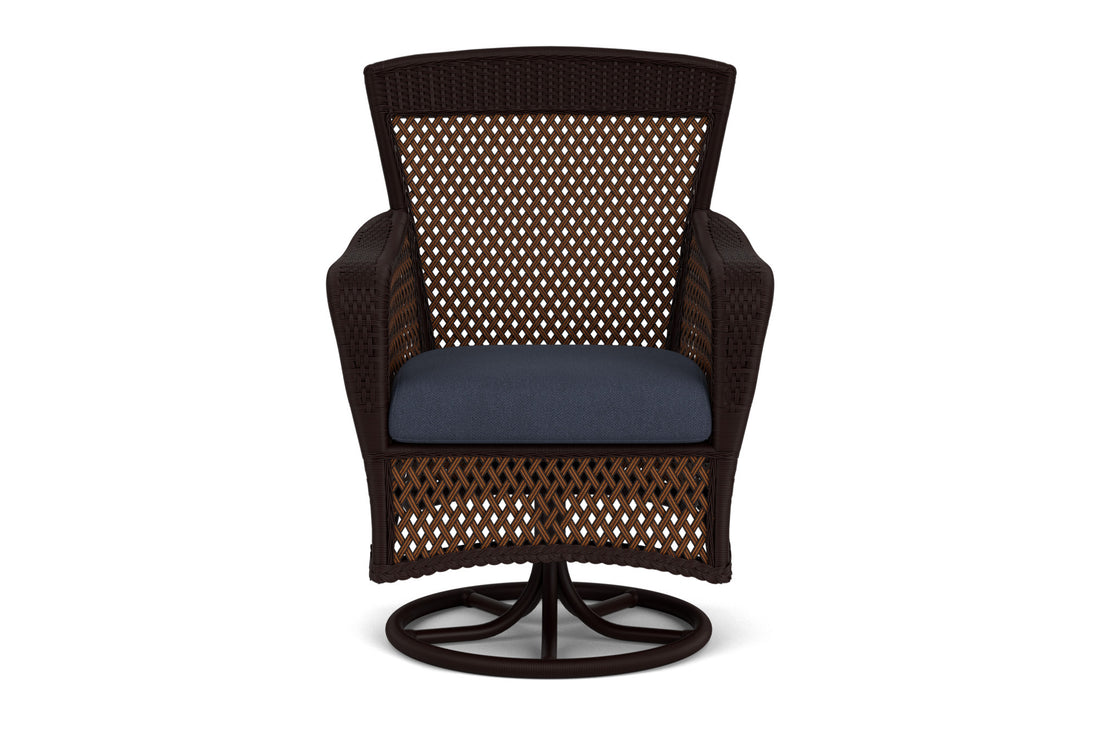 Lloyd Flanders Grand Traverse Swivel Dining Armchair with Hayden Navy fabric
