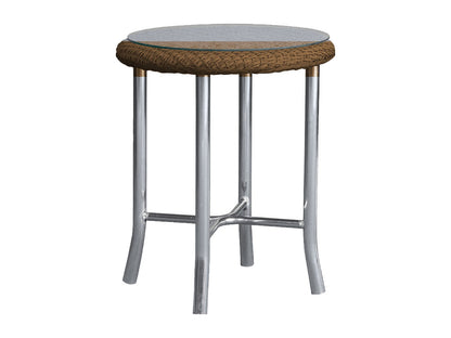 Lloyd Flanders Lloyd Loom 20 Inch Round End Table Mini Random Weave Hickory Frame