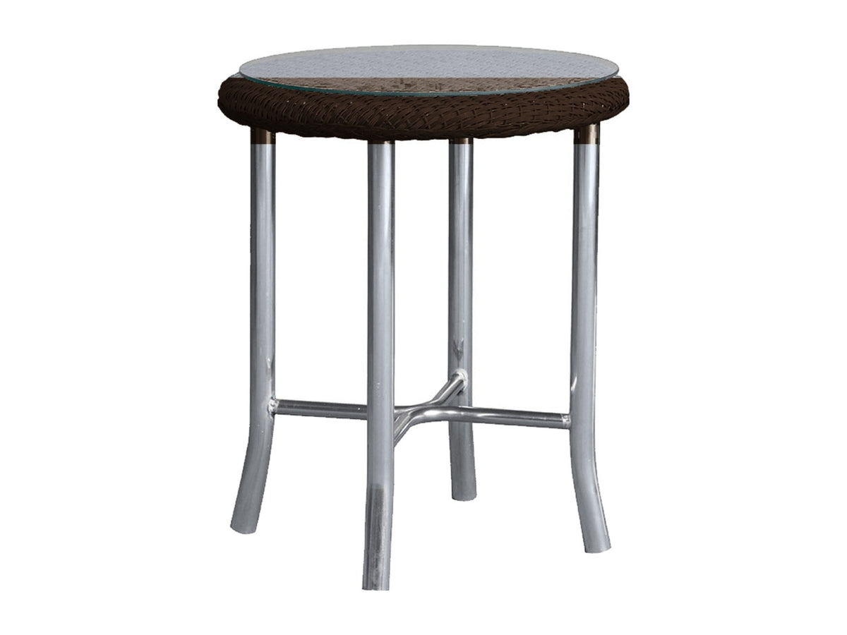 Lloyd Flanders Lloyd Loom 20 Inch Round End Table Mini Random Weave Mink Frame